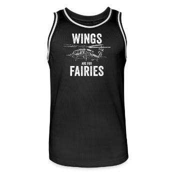Wings Are for Fairies – Funny Helicopter Pilot - Men's Basketball Jersey - black/white - Front - AI Model Male 185 dark (185cm)