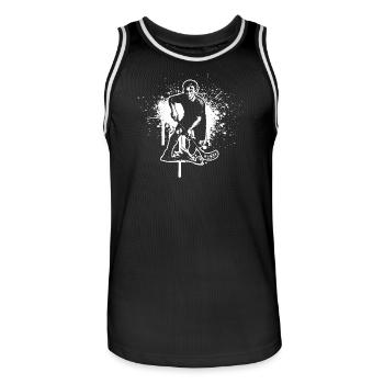 Dessin propre de floorball pour floorball - Maillot de basket Homme - noir/blanc - Devant - AI Model Male 185 dark (185cm)