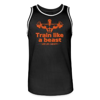 Train like a beast - look like a beauty - Men's Basketball Jersey - black/white - Front - AI Model Male 185 dark (185cm)