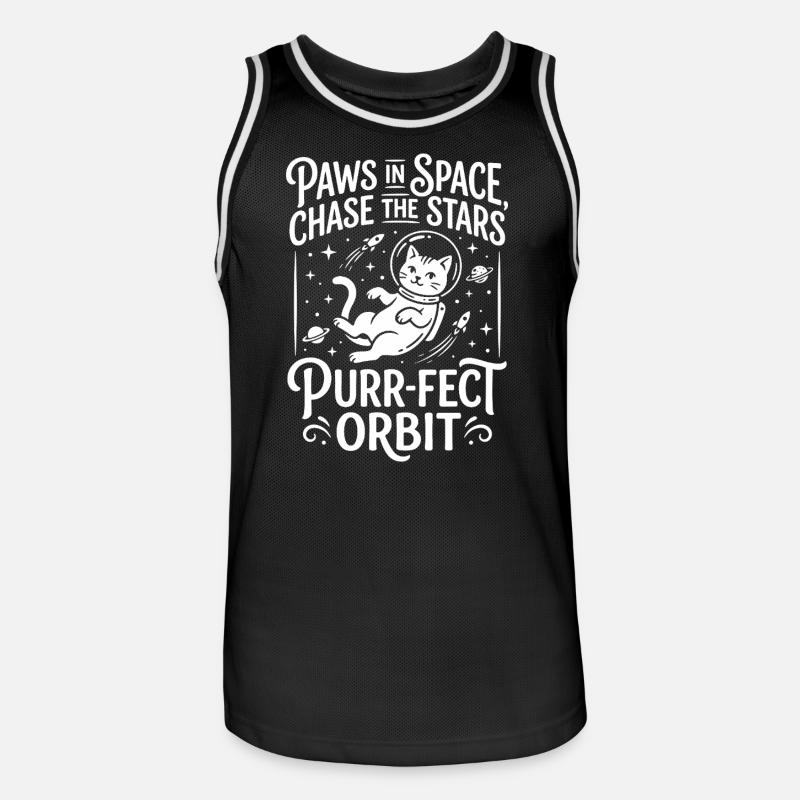 Pattes dans l’espace – Orbite Ronron-parfaite - Maillot de basket Homme - noir/blanc
