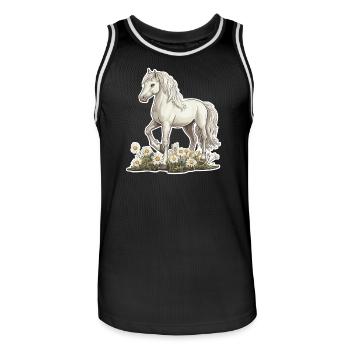 Horse on meadow - Men's Basketball Jersey - black/white - Front - AI Model Male 185 dark (185cm)