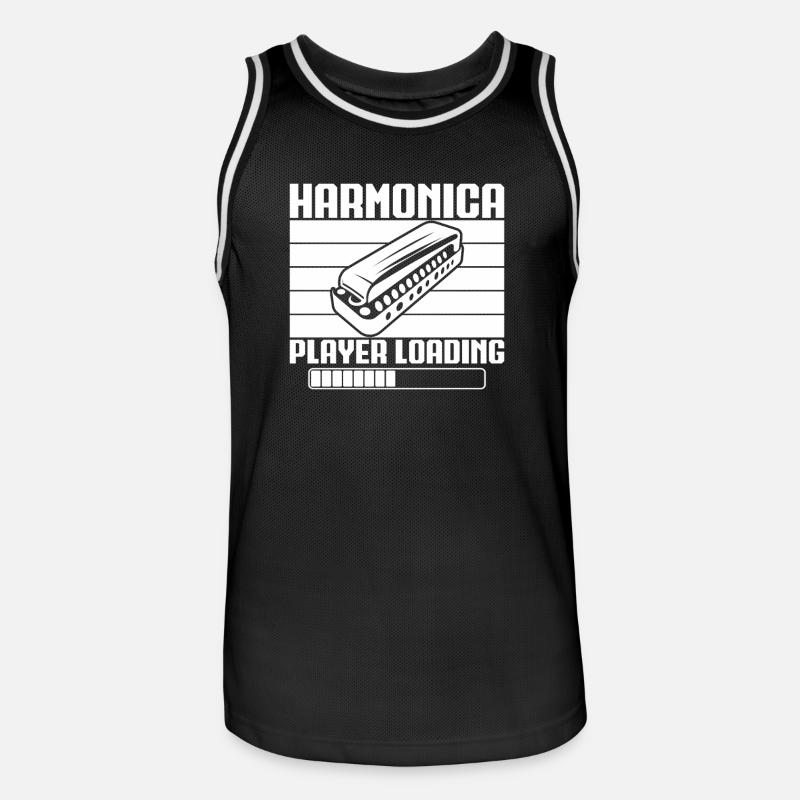 Harmonica Musican Player Loading Harmonica - Men's Basketball Jersey - black/white