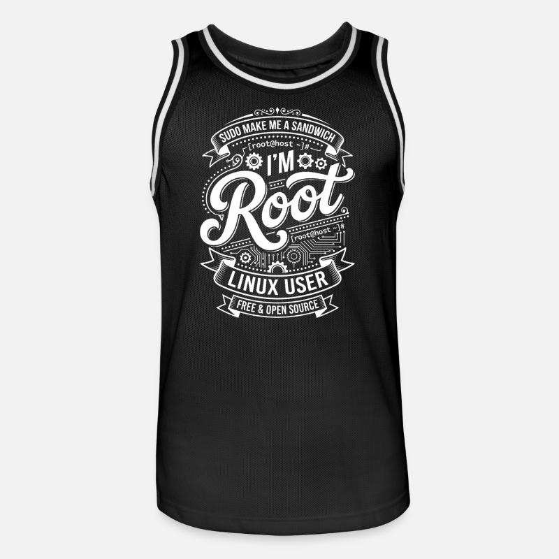 Je suis Root – Utilisateur Linux - Maillot de basket Homme - noir/blanc