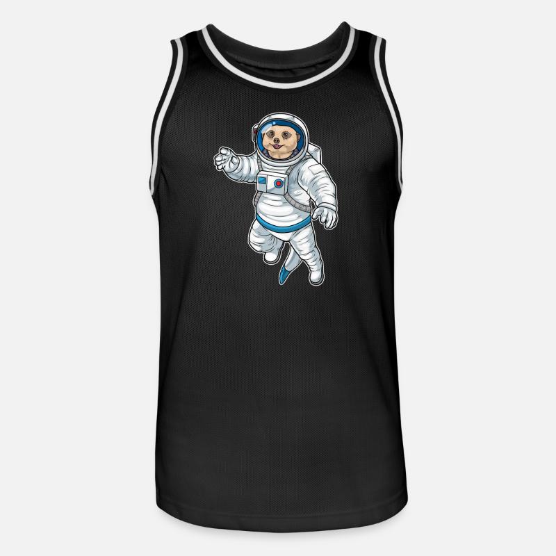 Astronaute spatial de Suricate - Maillot de basket Homme - noir/blanc