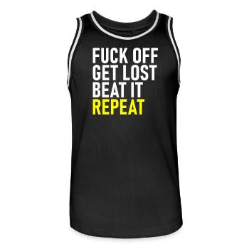 Va te faire foutre, perds-toi, recommence - Maillot de basket Homme - noir/blanc - Devant - AI Model Male 185 dark (185cm)