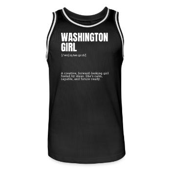 Washington Girl Typo Portrait - Männer Basketball-Trikot - Schwarz/Weiß - Vorne - AI Model Male 185 dark (185cm)