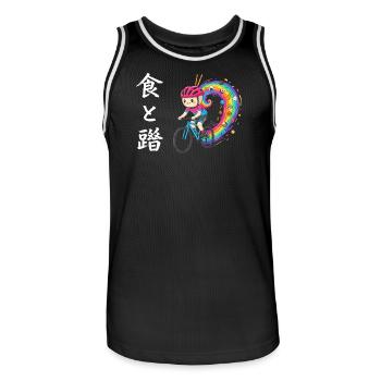 Rainbow Ride : Cycliste de Trails Foodie - Maillot de basket Homme - noir/blanc - Devant - AI Model Male 185 dark (185cm)