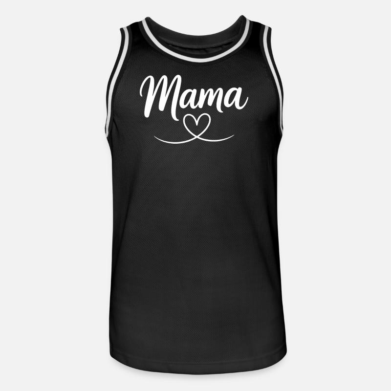 Mama Heart Script - Men's Basketball Jersey - black/white