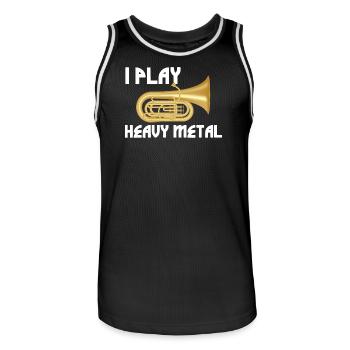 i play heavy metal tuba player marching band  - Men's Basketball Jersey - black/white - Front - AI Model Male 185 dark (185cm)
