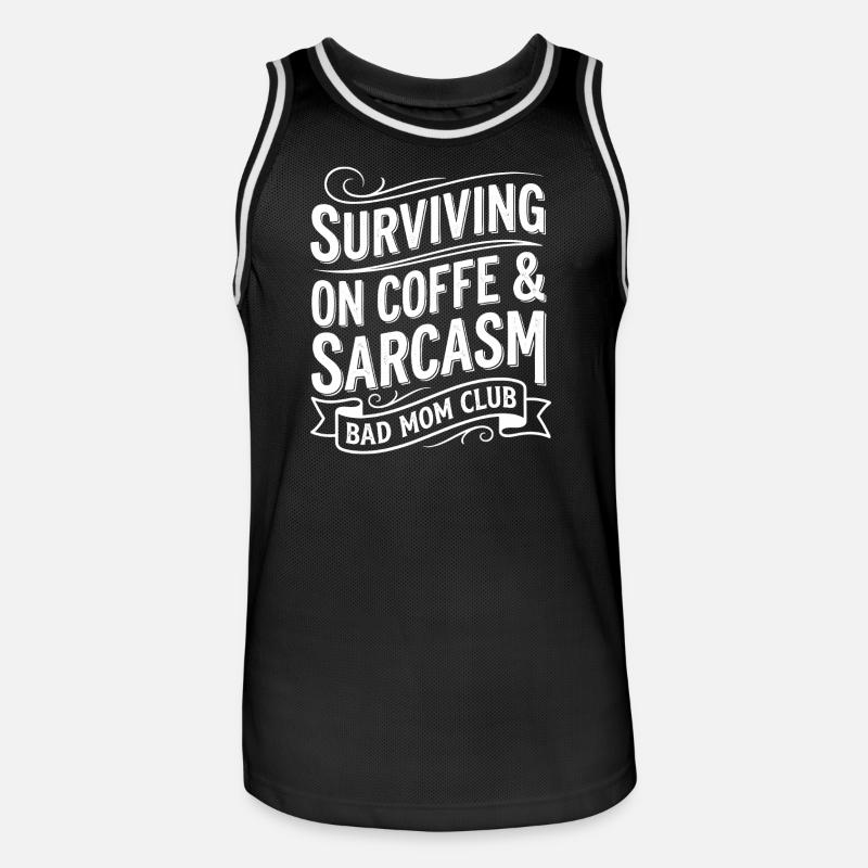 Caffè Bad Mom e Tè Sarcasmo - Maglia da basket per uomo - nero/bianco