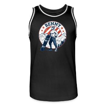 Benny, look vintage - Maillot de basket Homme - noir/blanc - Devant - AI Model Male 185 dark (185cm)