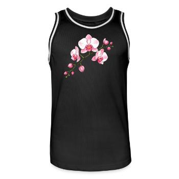 Orchidee Blütenzweig Illustration Florales Motiv - Männer Basketball-Trikot - Schwarz/Weiß - Vorne - AI Model Male 185 dark (185cm)