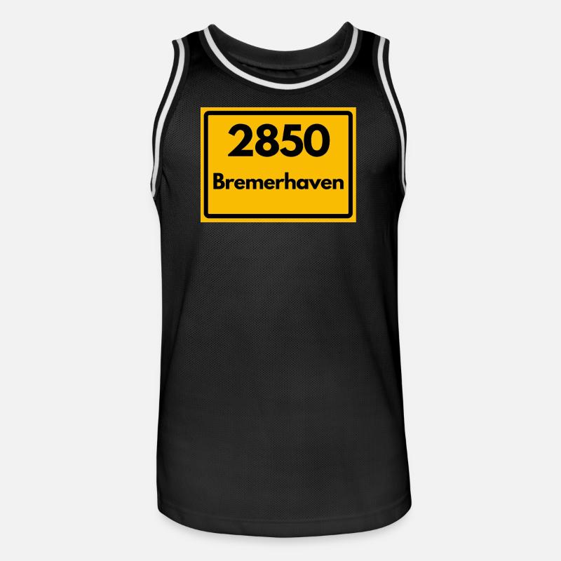 OLD POSTCODE POSTCODE RETRO 2850 BREMERHAVEN - Men's Basketball Jersey - black/white