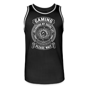 Vie sociale dans le jeu vidéo, temps d’attente - Maillot de basket Homme - noir/blanc - Devant - AI Model Male 185 dark (185cm)