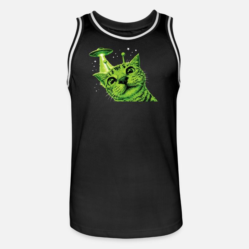 UFO gatto alieno - Maglia da basket per uomo - nero/bianco