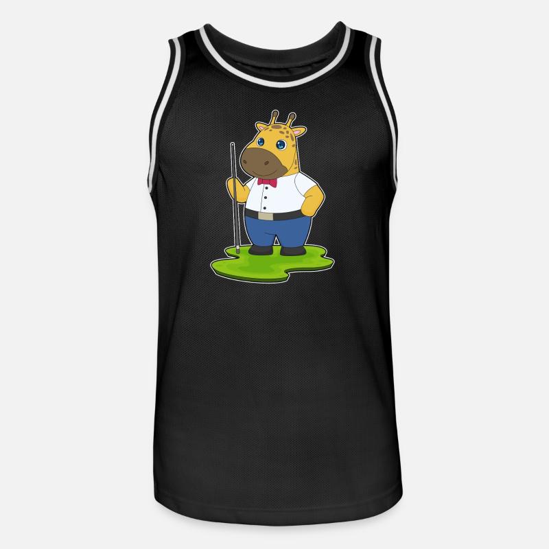 Giraffe Billiard Sport con Stecca - Maglia da basket per uomo - nero/bianco