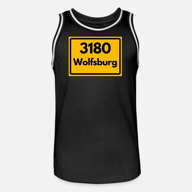 OLD POSTCODE POSTCODE RETRO 3180 WOLFSBURG - Men's Basketball Jersey - black/white