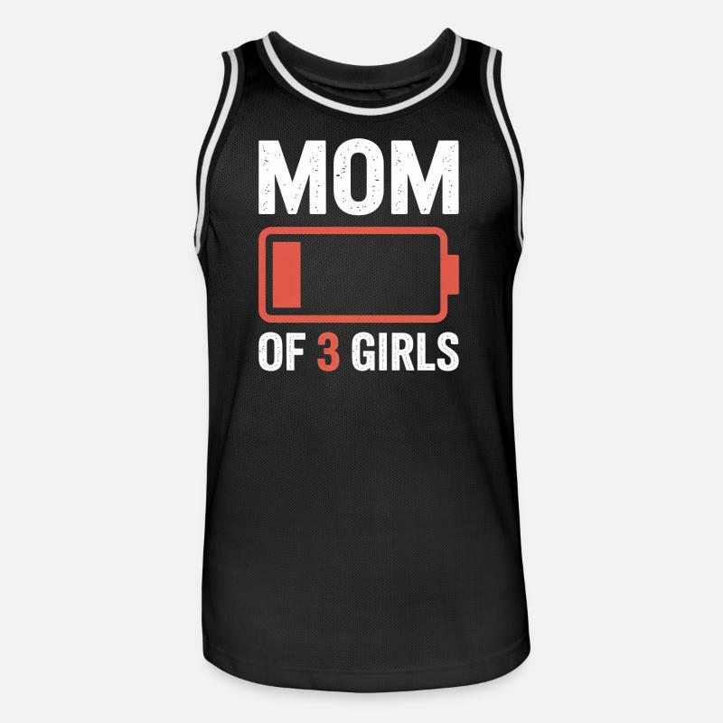 Mutter von 3 Mädchen Batterie-Tee - Männer Basketball-Trikot - Schwarz/Weiß