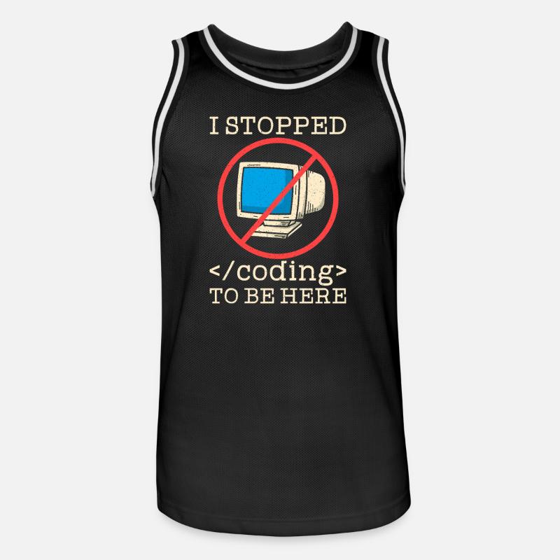 Coding funny saying programmer - Men's Basketball Jersey - black/white