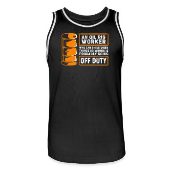 Oil Rig Oil Field - Men's Basketball Jersey - black/white - Front - AI Model Male 185 dark (185cm)