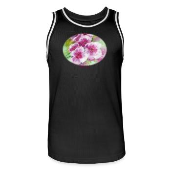 Grâce - Ellipse vibrante de la fleur printanière - Maillot de basket Homme - noir/blanc - Devant - AI Model Male 185 dark (185cm)