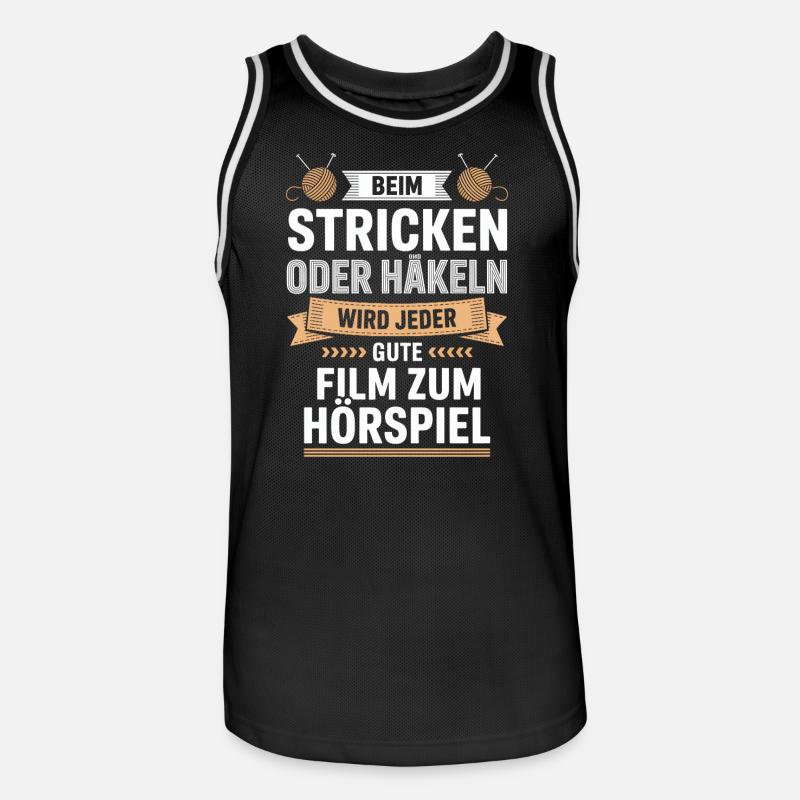 Beim Stricken Oder Häkeln: Hörspiel-Genuss - Männer Basketball-Trikot - Schwarz/Weiß