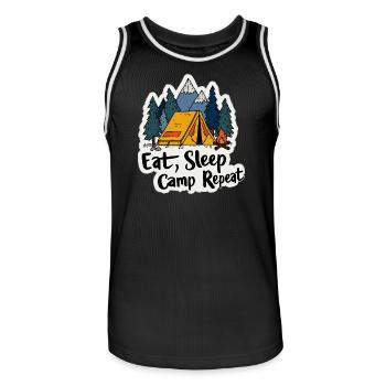 Camping Spruch Eat Sleep Camp Repeat Camper Outdoo - Men's Basketball Jersey - black/white - Front - AI Model Male 185 dark (185cm)