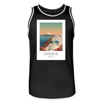 Santorini Sunset Coastal View - Men's Basketball Jersey - black/white - Front - AI Model Male 185 dark (185cm)