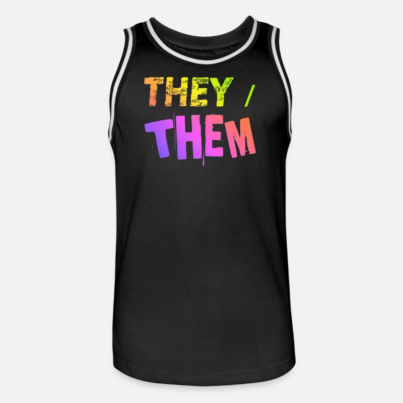 they / them Geschenkidee LGBTQ+ nonbinary Pronomen - Männer Basketball-Trikot - Schwarz/Weiß