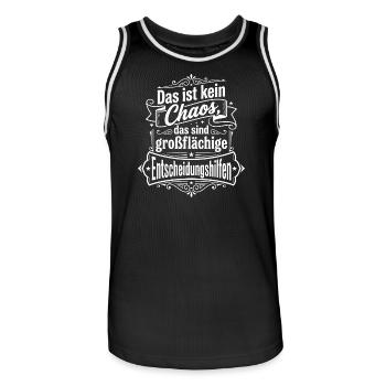 Chaos ist großflächige Entscheidungshilfe - Männer Basketball-Trikot - Schwarz/Weiß - Vorne - AI Model Male 185 dark (185cm)