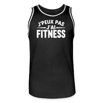 cadeau sport pour homme j'peux pas j'ai fitness - Maillot de basket Homme - noir/blanc - Devant - AI Model Male 185 dark (185cm)