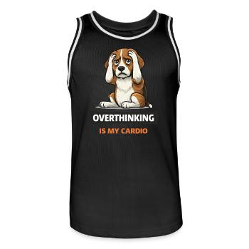 Trop réfléchir, c’est mon chien cardio - Maillot de basket Homme - noir/blanc - Devant - AI Model Male 185 dark (185cm)