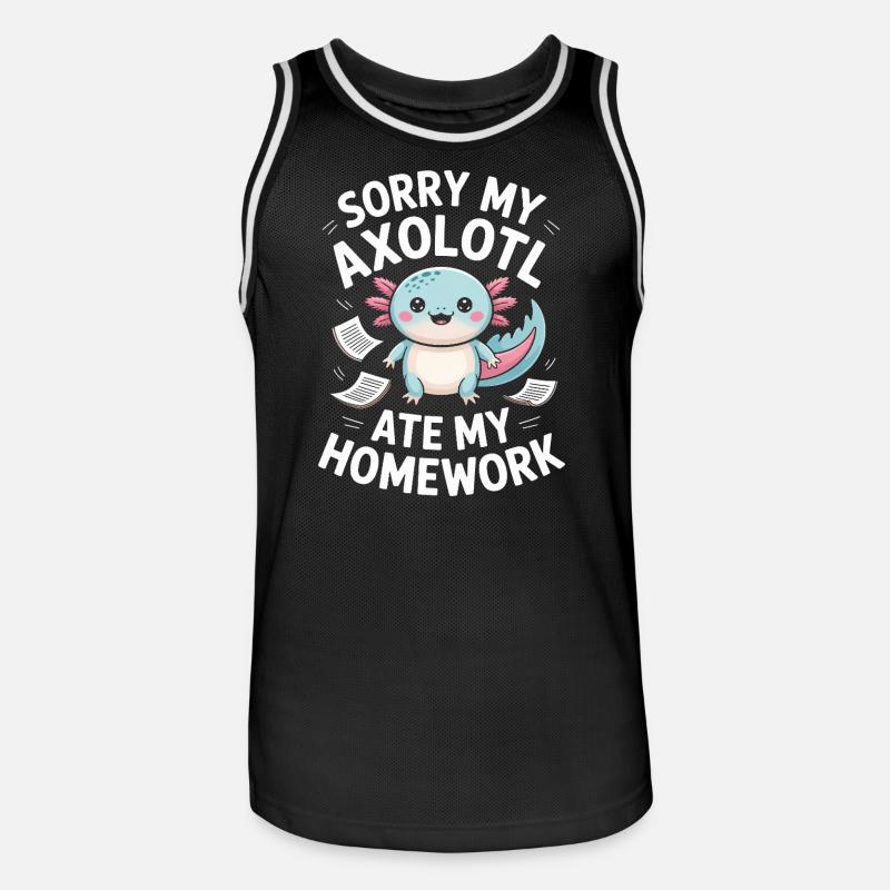 Axolotl a mangé mes devoirs - Maillot de basket Homme - noir/blanc