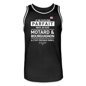 Je Ne Suis Pas Parfait Mais Je Suis Motard Bour... - Maillot de basket Homme - noir/blanc - Devant - AI Model Male 185 dark (185cm)