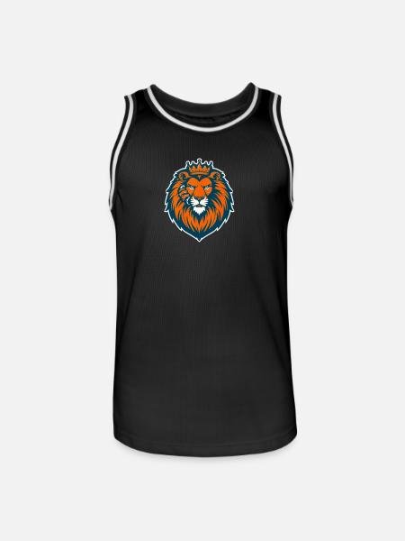 Crown Lion Orange-Blau-Logo - Männer Basketball-Trikot - Schwarz/Weiß