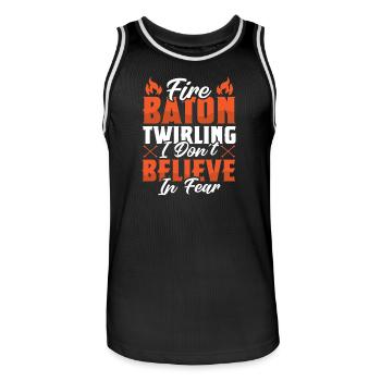 Dancing Vortex Dance School Fire Stick Dancer - Men's Basketball Jersey - black/white - Front - AI Model Male 185 dark (185cm)