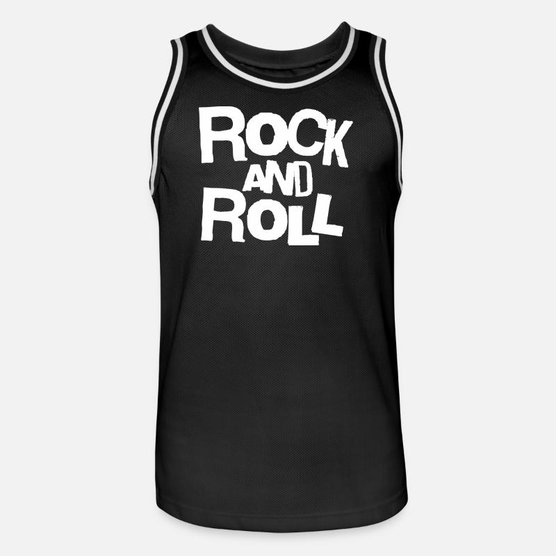 Rock and Roll Bold Typography Tee - Basebollinne herr - svart/vit