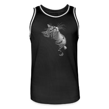 Graustufen Katzenschnurrer Blick - Männer Basketball-Trikot - Schwarz/Weiß - Vorne - AI Model Male 185 dark (185cm)