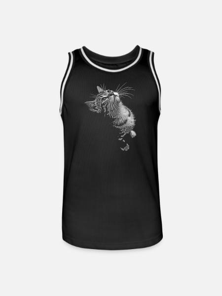 Graustufen Katzenschnurrer Blick - Männer Basketball-Trikot - Schwarz/Weiß