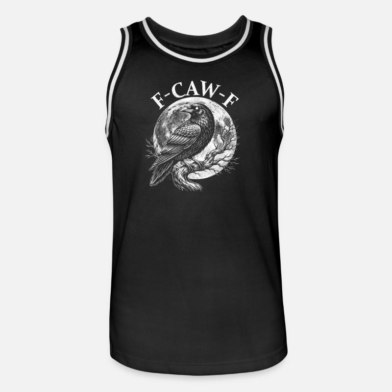 FCawF Corvo Burbero Sarcasmo Uccello Gioco di parole Umorismo - Maglia da basket per uomo - nero/bianco