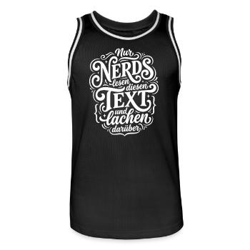 Nerd liest Text Humor Spruch - Männer Basketball-Trikot - Schwarz/Weiß - Vorne - AI Model Male 185 dark (185cm)