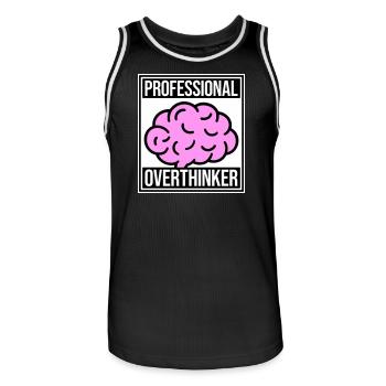 Professional Overthinker Lustig Grübeln Angst Logo - Männer Basketball-Trikot - Schwarz/Weiß - Vorne - AI Model Male 185 dark (185cm)