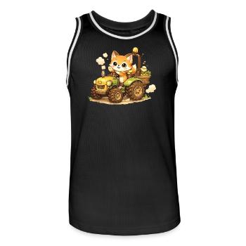 Renard sur le tracteur - Maillot de basket Homme - noir/blanc - Devant - AI Model Male 185 dark (185cm)