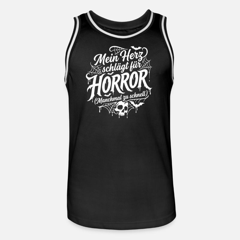 Il mio cuore batte per l'orrore dicendo - Maglia da basket per uomo - nero/bianco