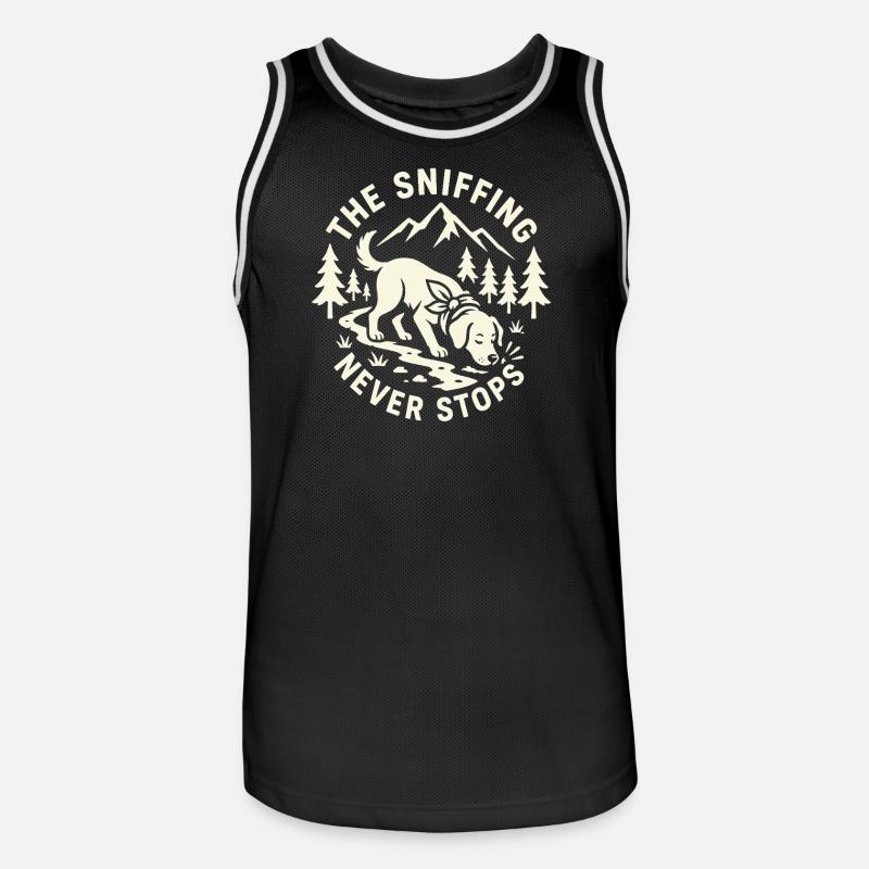 Il Sniffing Non Ferma Mai Il Design delle Escursioni con Cani - Maglia da basket per uomo - nero/bianco
