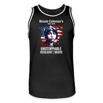 Bessie Coleman Courageous aviation pioneer - Men's Basketball Jersey - black/white - Front - AI Model Male 185 dark (185cm)
