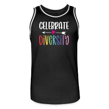 LGBT Pride Month - Celebrate Diversity - Men's Basketball Jersey - black/white - Front - AI Model Male 185 dark (185cm)
