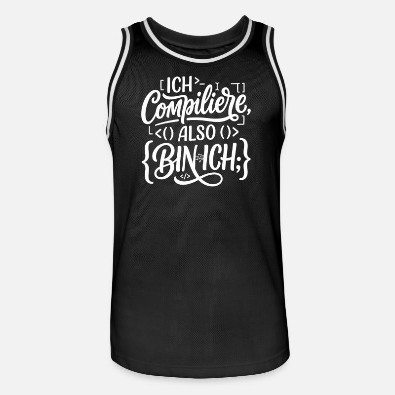 Ich compiliere also bin ich Coder - Männer Basketball-Trikot - Schwarz/Weiß
