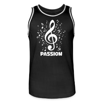 PASSION clef music design - Men's Basketball Jersey - black/white - Front - AI Model Male 185 dark (185cm)