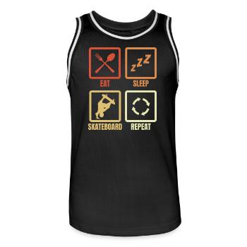 Essen Schlafen Skateboarden Wiederholen - Männer Basketball-Trikot - Schwarz/Weiß - Vorne - AI Model Male 185 dark (185cm)
